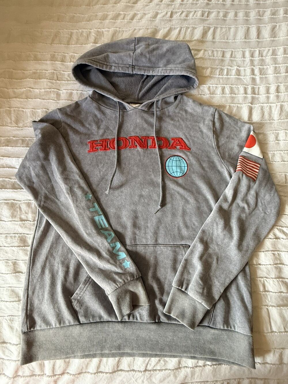 Official Honda Racing Team Gray Blue Red Japan JDM Hoodie Sweatshirt Medium XS